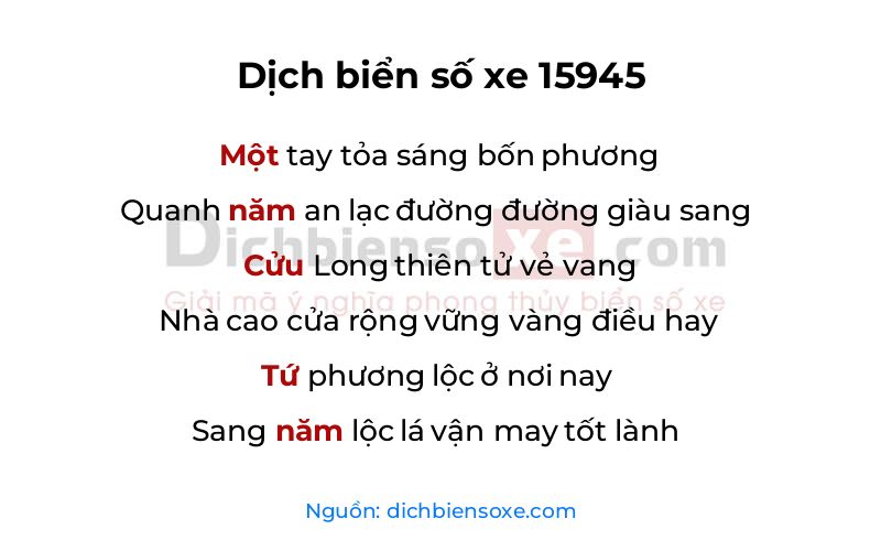 Dịch thơ biển số 15945
