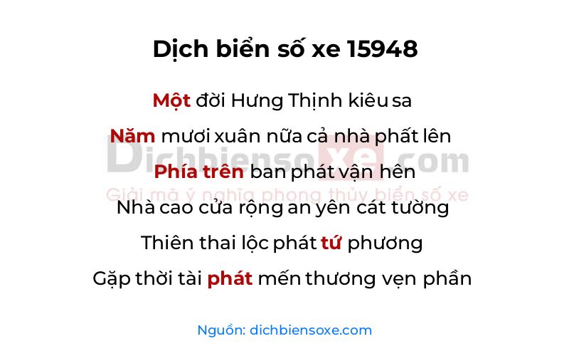 Dịch thơ biển số 15948