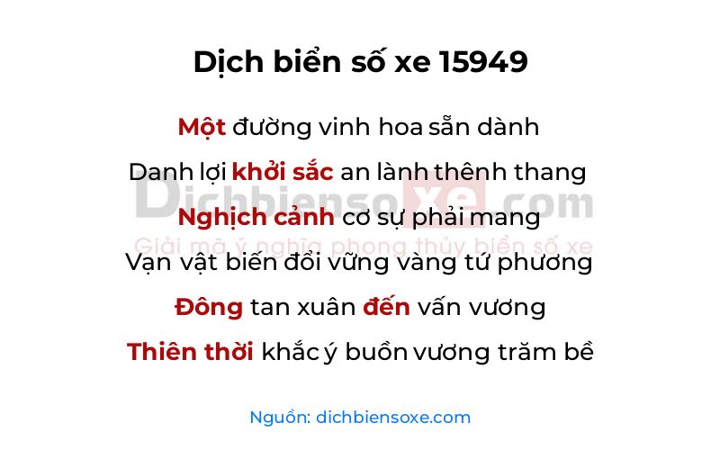 Dịch thơ biển số 15949