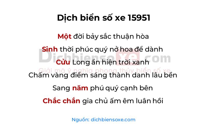 Dịch thơ biển số 15951