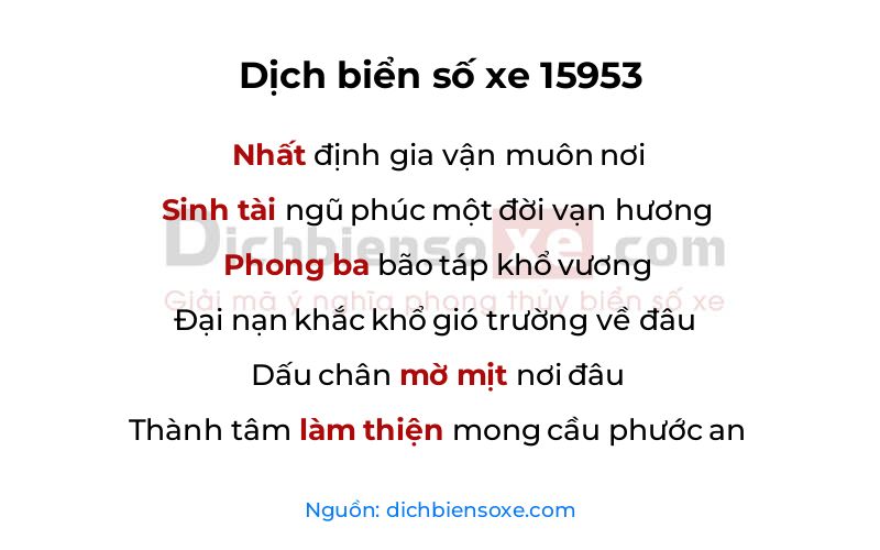 Dịch thơ biển số 15953