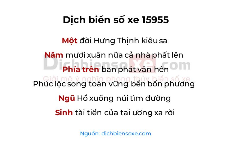Dịch thơ biển số 15955