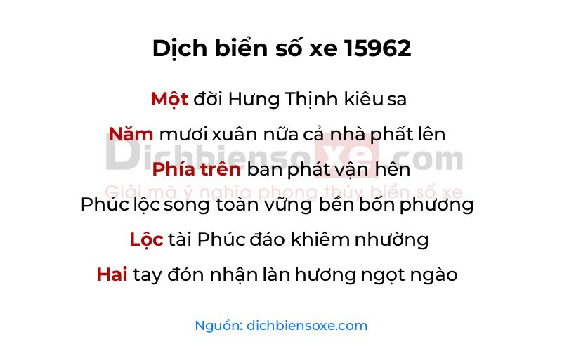 Dịch thơ biển số 15962