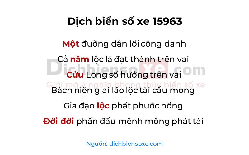 Dịch thơ biển số 15963