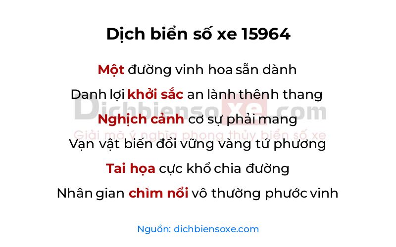 Dịch thơ biển số 15964