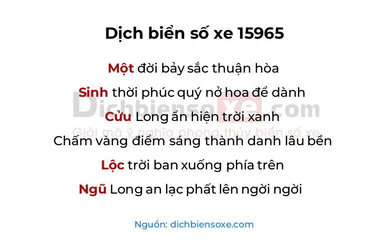 Dịch thơ biển số 15965