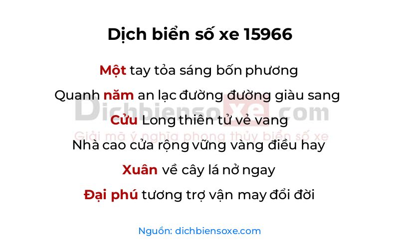 Dịch thơ biển số 15966