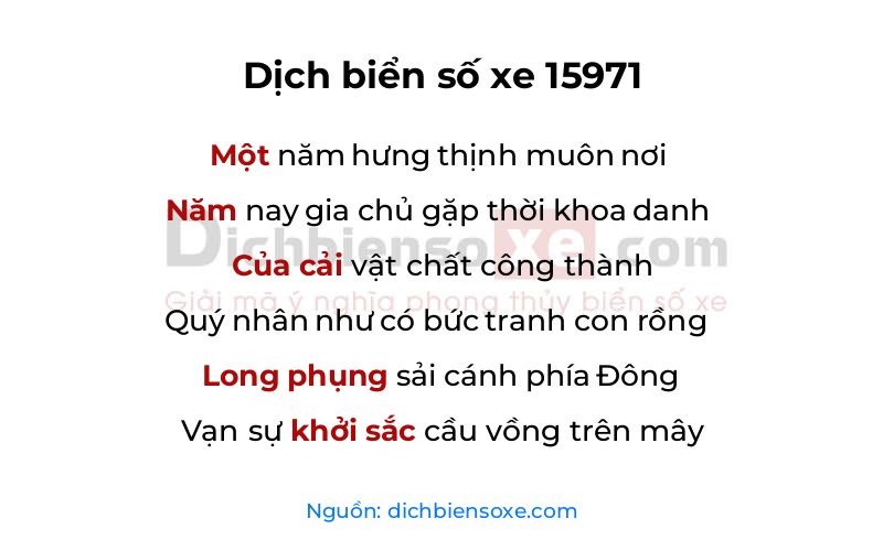 Dịch thơ biển số 15971