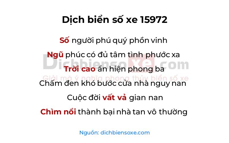 Dịch thơ biển số 15972