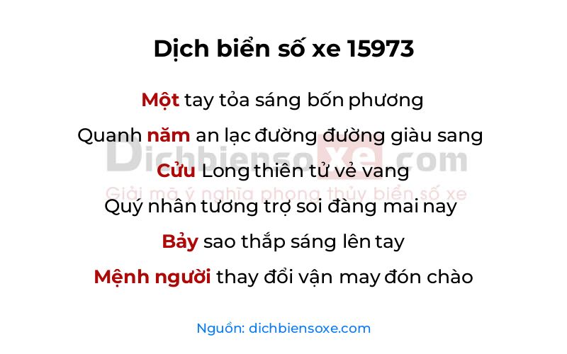 Dịch thơ biển số 15973