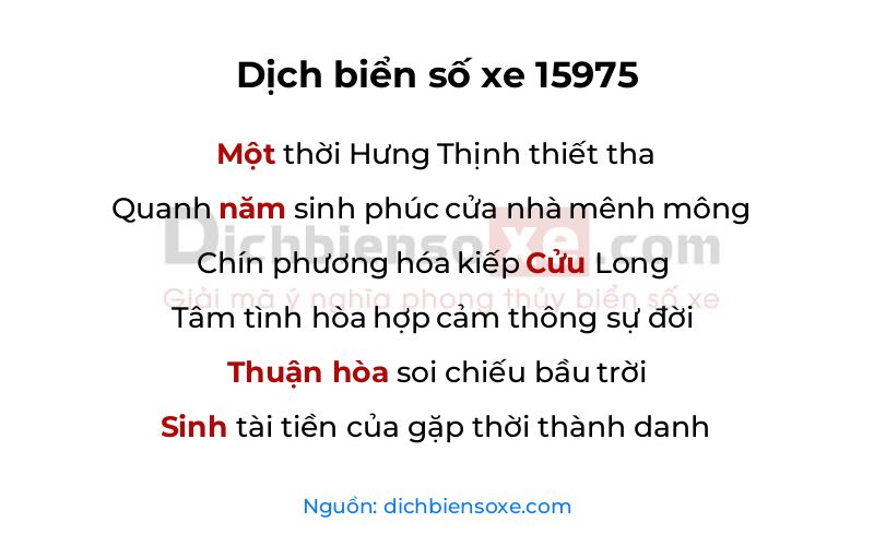 Dịch thơ biển số 15975