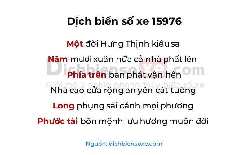 Dịch thơ biển số 15976