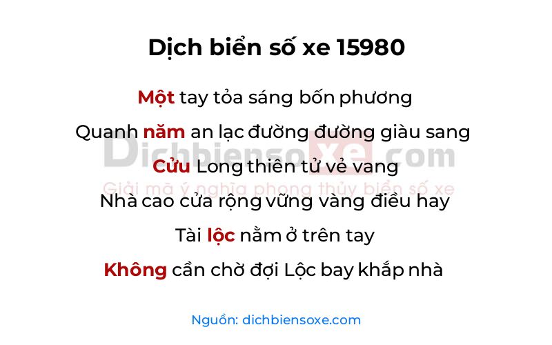 Dịch thơ biển số 15980