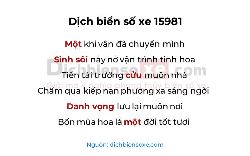 Dịch thơ biển số 15981
