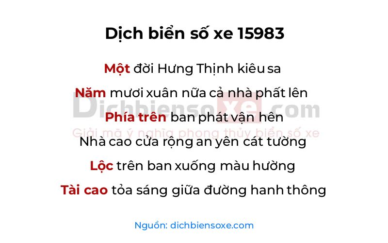 Dịch thơ biển số 15983