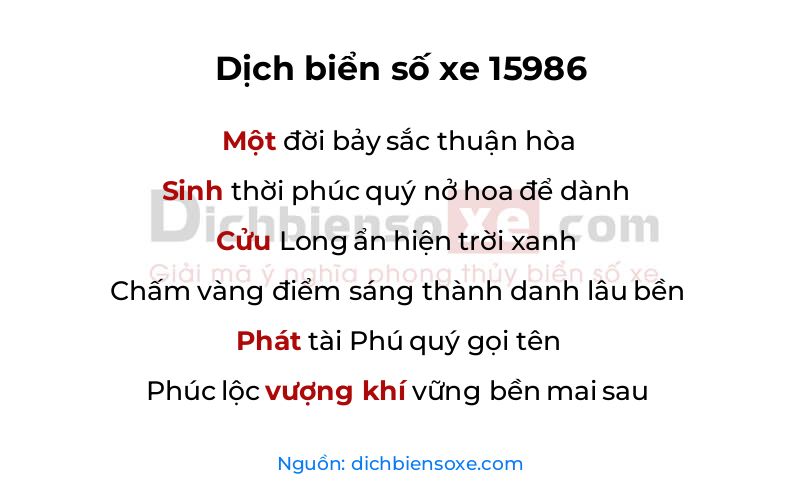 Dịch thơ biển số 15986