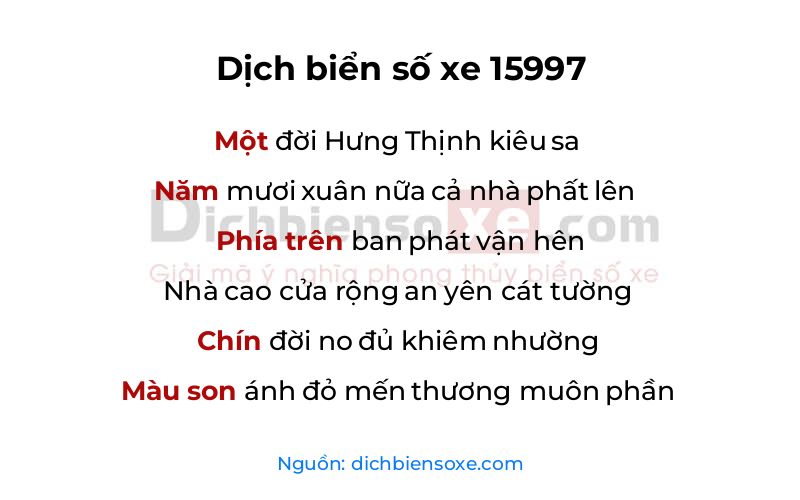 Dịch thơ biển số 15997