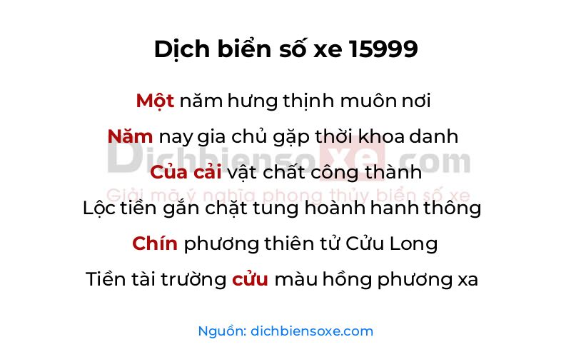 Dịch thơ biển số 15999