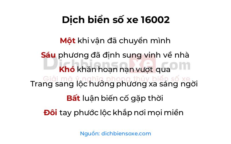 Dịch thơ biển số 16002
