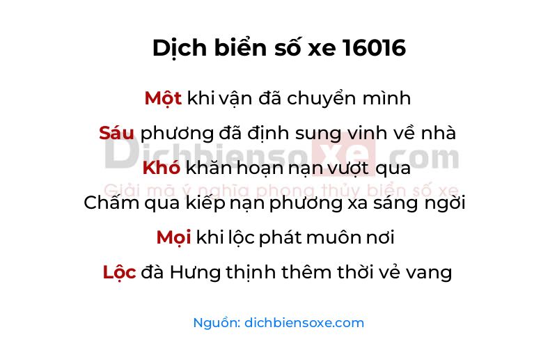 Dịch thơ biển số 16016