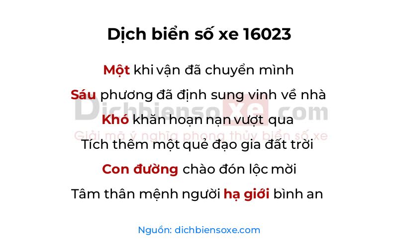Dịch thơ biển số 16023