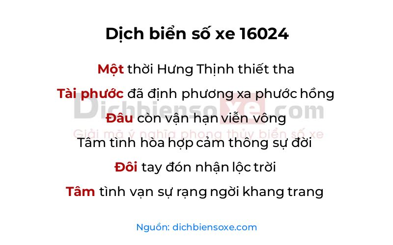 Dịch thơ biển số 16024
