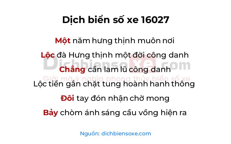 Dịch thơ biển số 16027