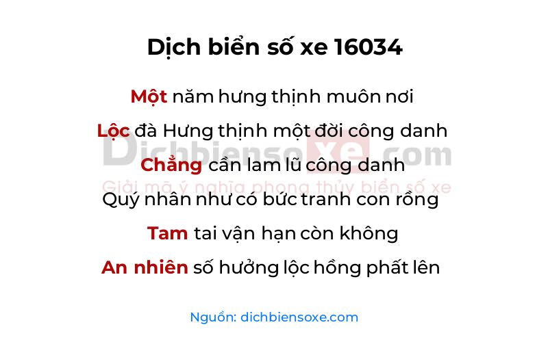 Dịch thơ biển số 16034