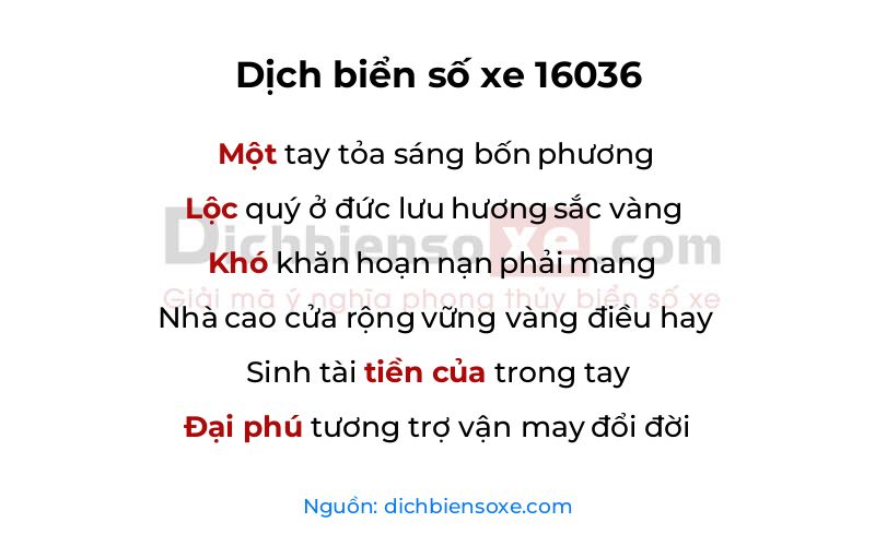 Dịch thơ biển số 16036