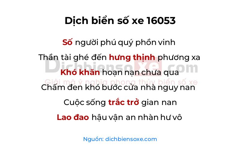 Dịch thơ biển số 16053