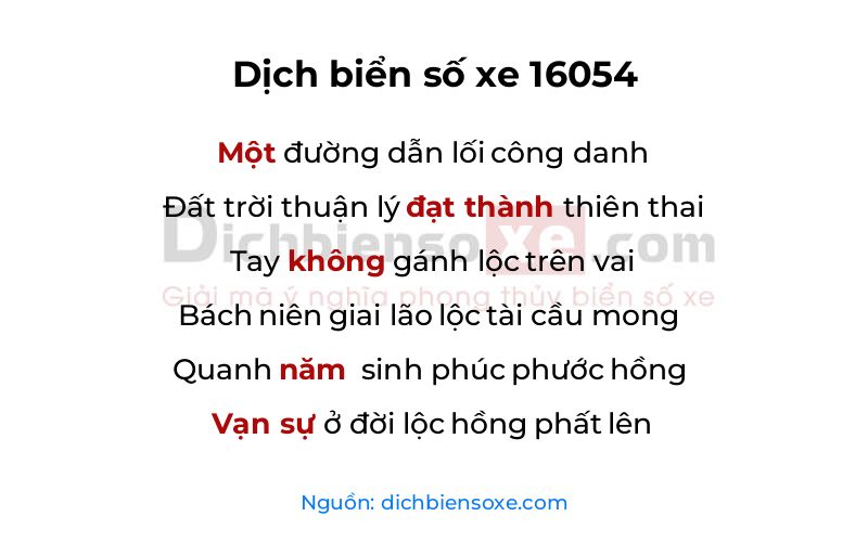 Dịch thơ biển số 16054