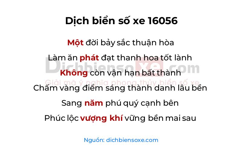 Dịch thơ biển số 16056