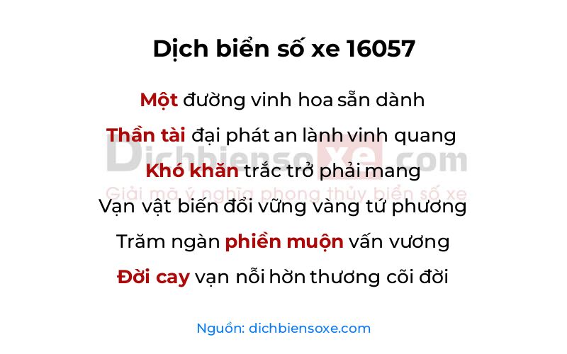 Dịch thơ biển số 16057