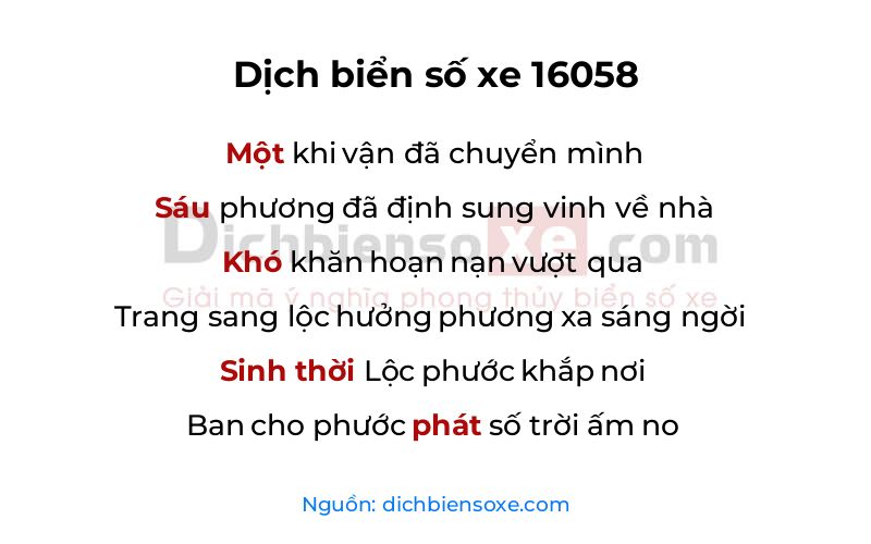Dịch thơ biển số 16058
