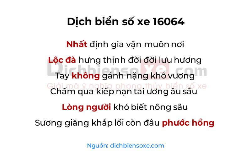 Dịch thơ biển số 16064