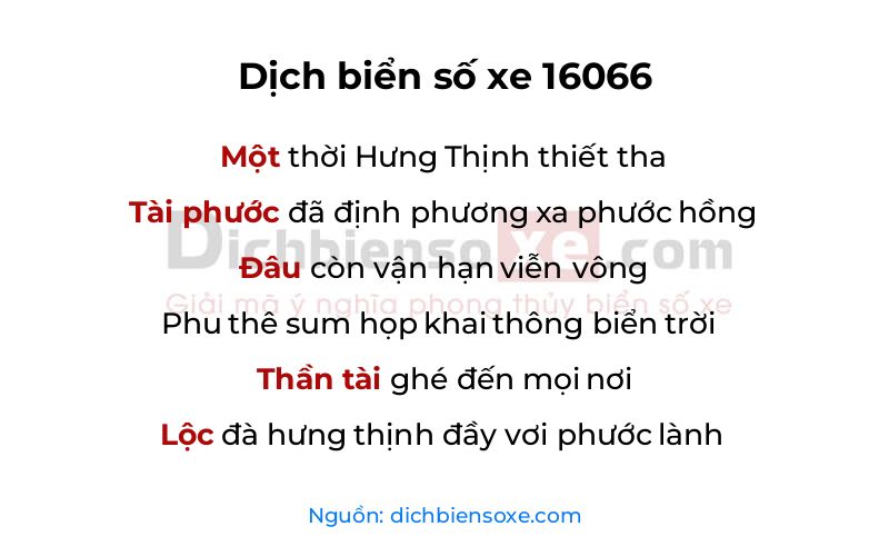 Dịch thơ biển số 16066