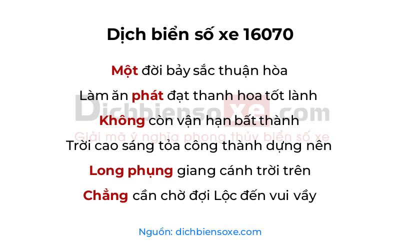 Dịch thơ biển số 16070