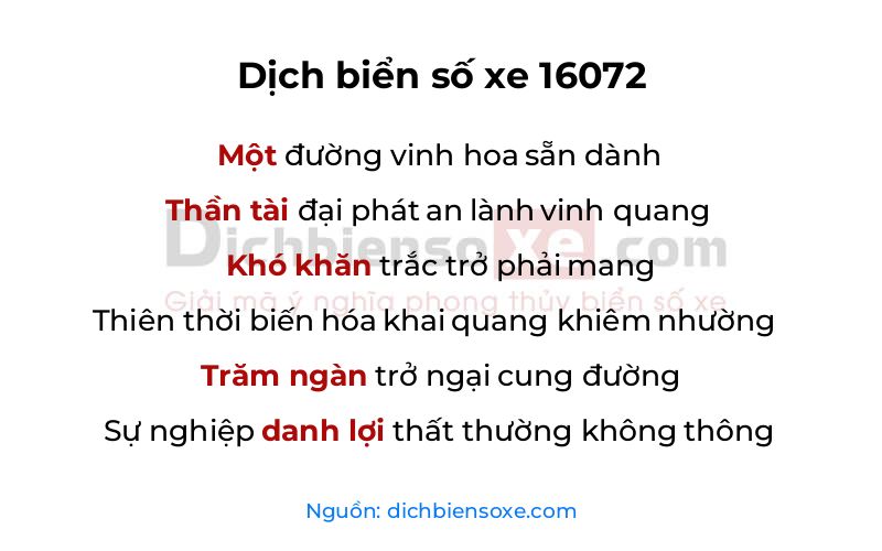 Dịch thơ biển số 16072