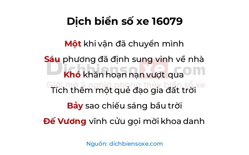 Dịch thơ biển số 16079