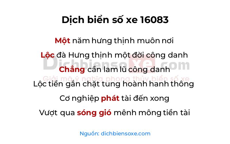 Dịch thơ biển số 16083