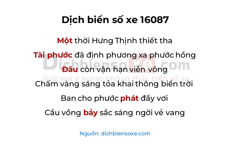 Dịch thơ biển số 16087
