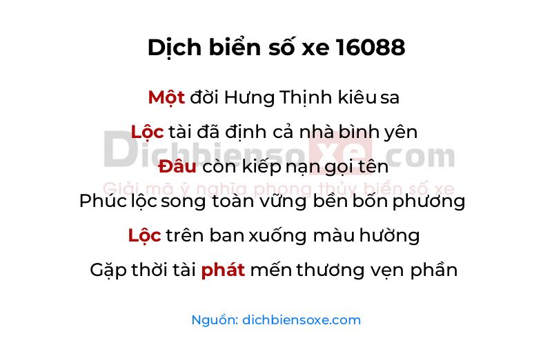 Dịch thơ biển số 16088