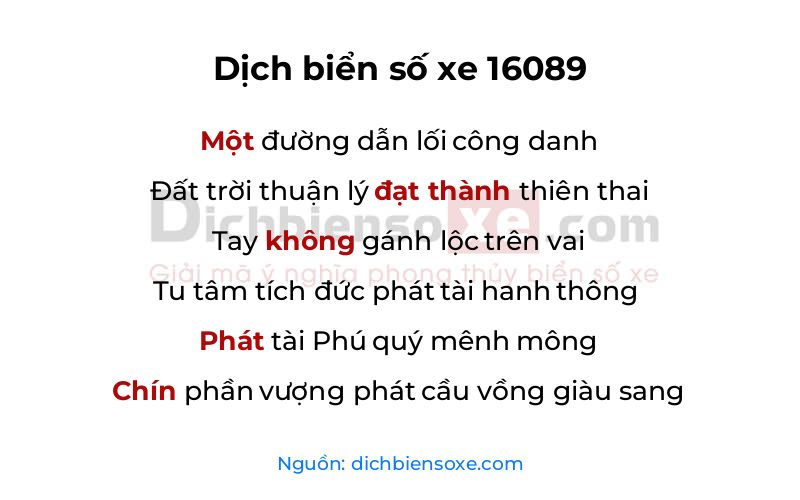 Dịch thơ biển số 16089
