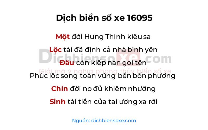 Dịch thơ biển số 16095
