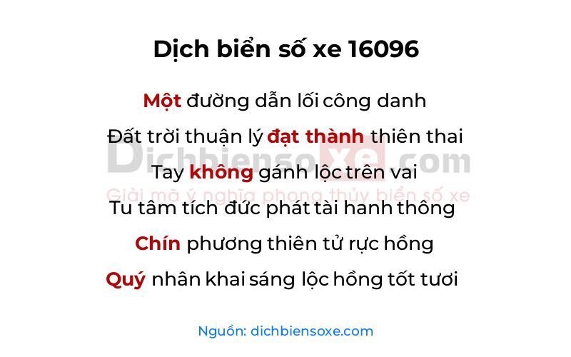 Dịch thơ biển số 16096