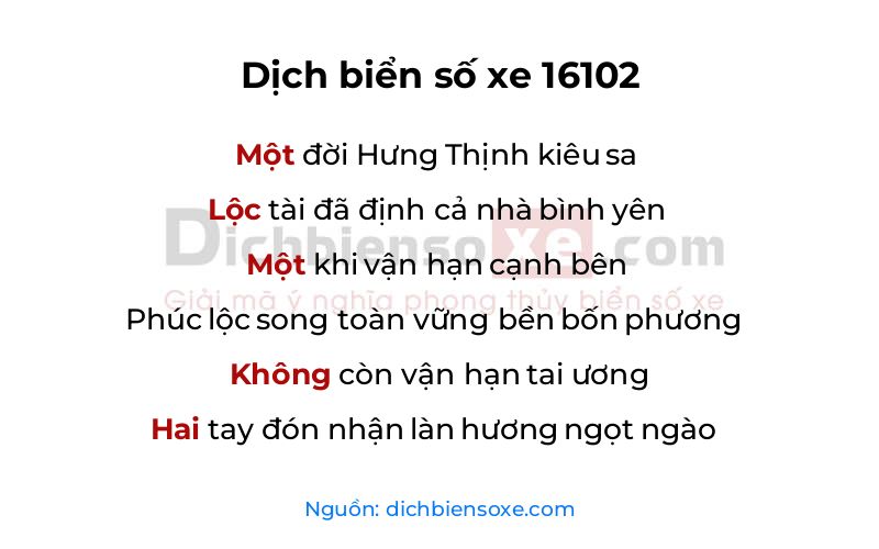 Dịch thơ biển số 16102