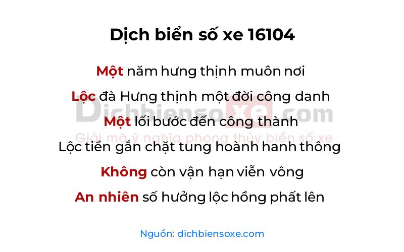 Dịch thơ biển số 16104