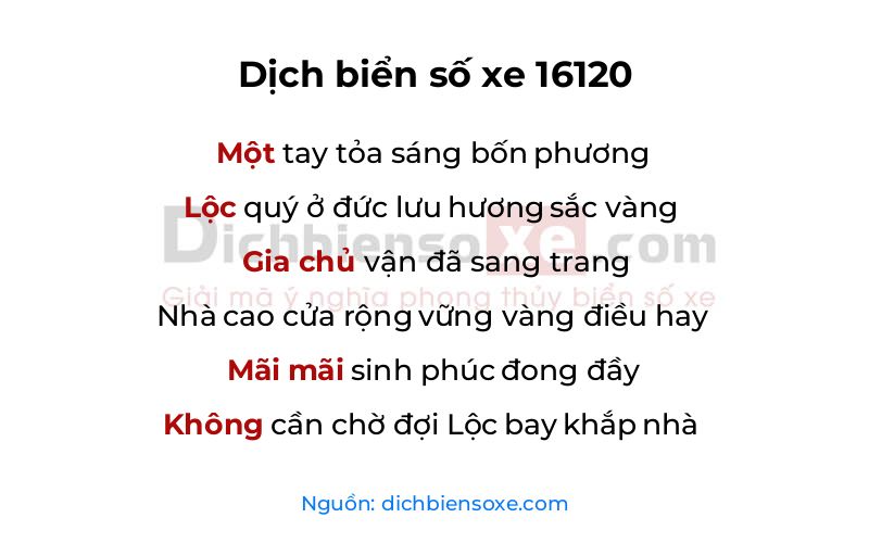 Dịch thơ biển số 16120