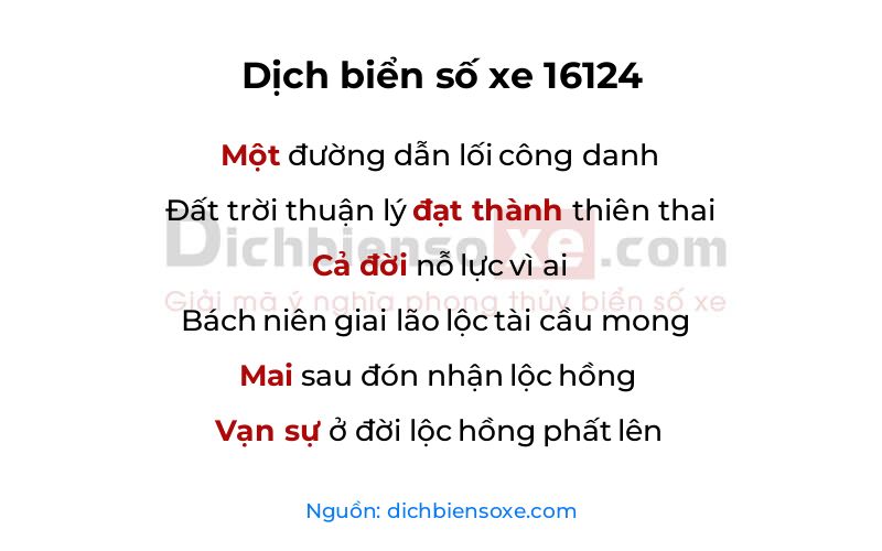 Dịch thơ biển số 16124