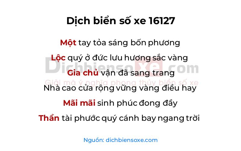 Dịch thơ biển số 16127
